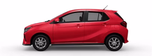 Perodua Axia dalam warna merah
