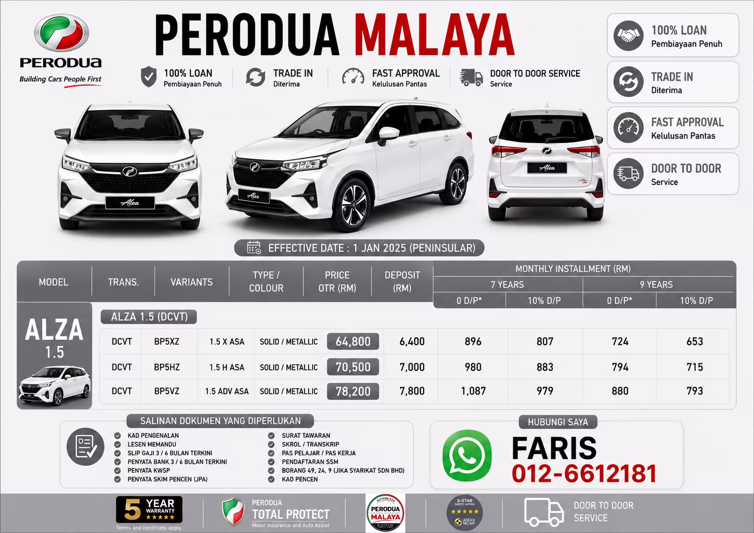 Harga dan bayaran bulanan Perodua Alza 2026